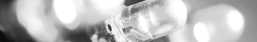 Close-up of an LED bulb, in black and white